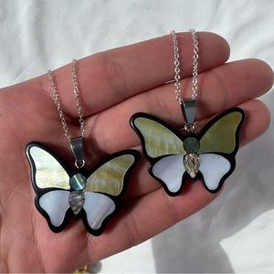Butterfly Mosaic Shell Pendant Necklace